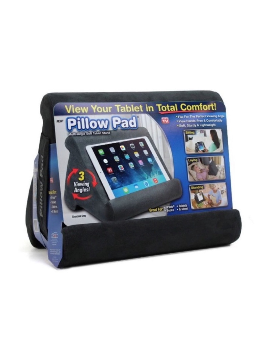 Pillow Pad Multi-Angle Tablet Stand — Charcoal Gray